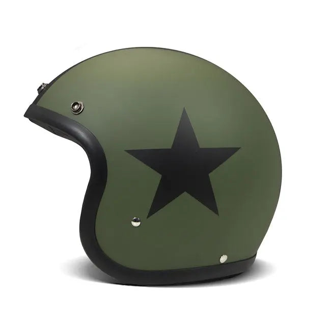 DMD Retro Open Face Helmet Star Green  - FREE UK Shipping, FREE 365 Day Returns | Moto Central