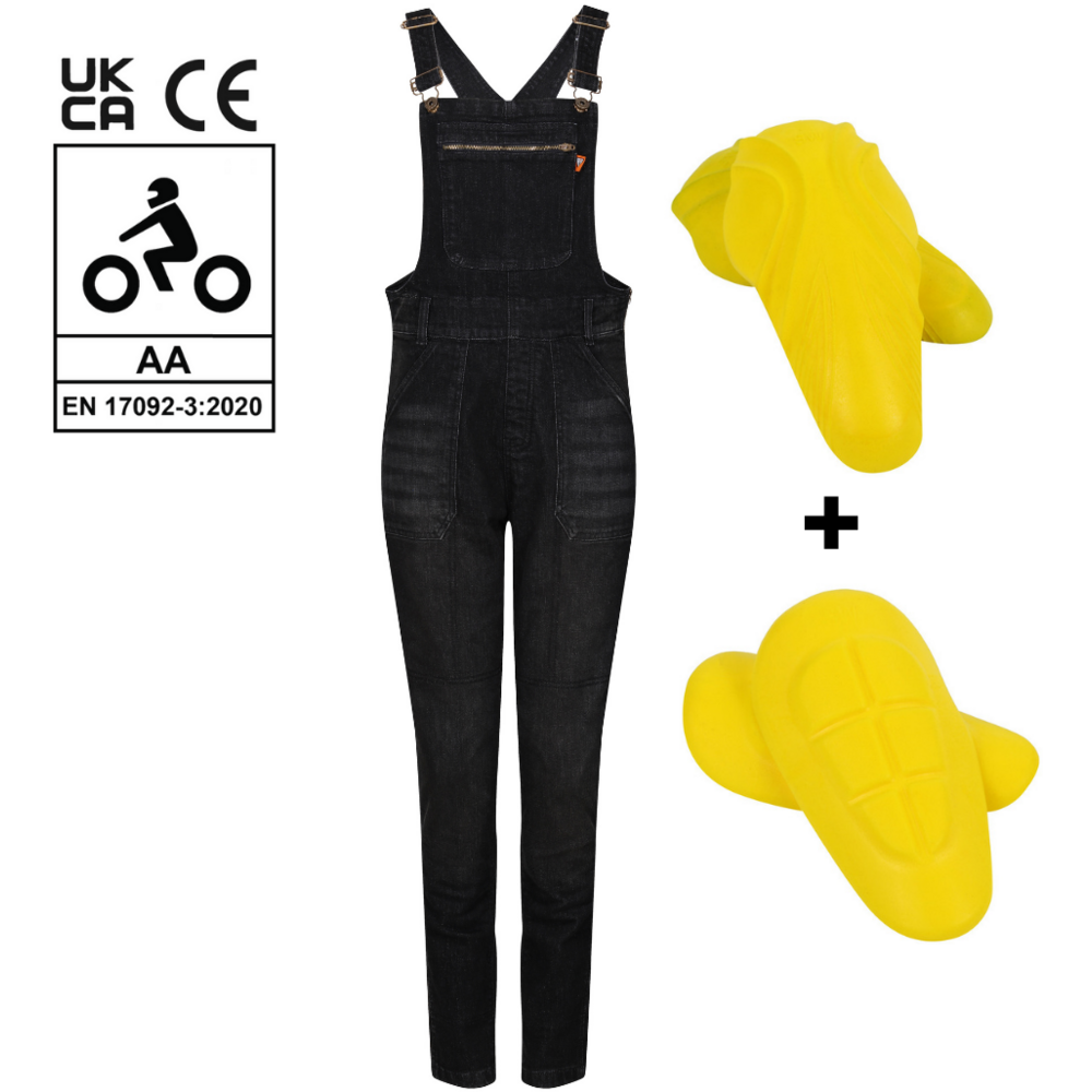 MotoGirl Daisy Ladies Dungaree Black  - FREE UK Shipping, FREE 365 Day Returns | Moto Central