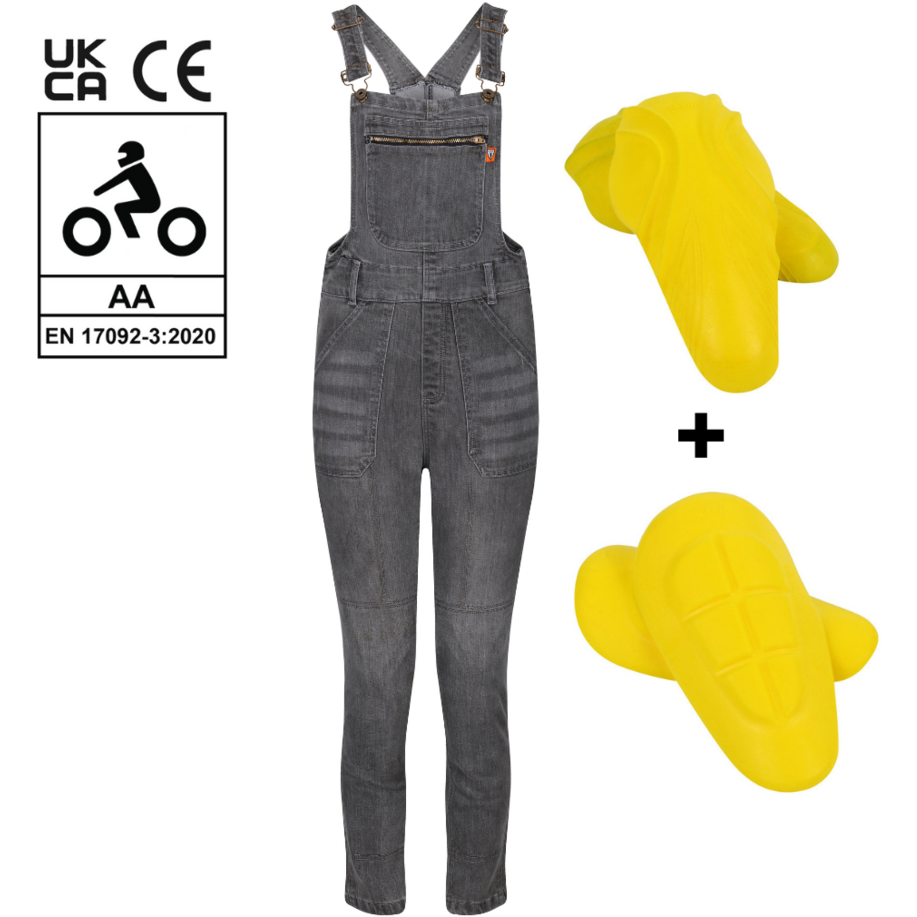 MotoGirl Daisy Ladies Dungaree Grey  - FREE UK Shipping, FREE 365 Day Returns | Moto Central