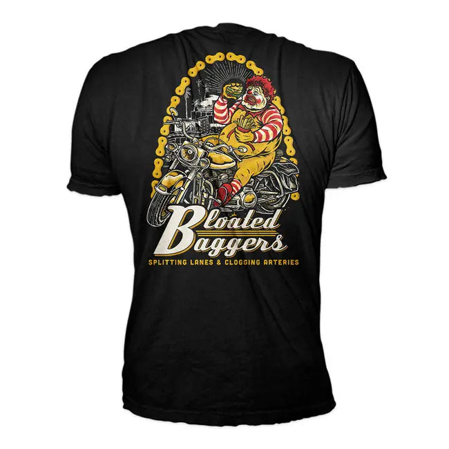 Down-N-Out Bloated Baggers T-Shirt Black  - FREE UK Shipping, FREE 365 Day Returns | Moto Central