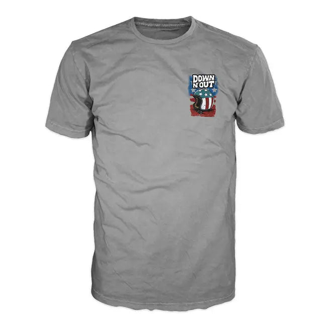 Down-N-Out Freedom Rider T-Shirt American Flag Grey  - FREE UK Shipping, FREE 365 Day Returns | Moto Central