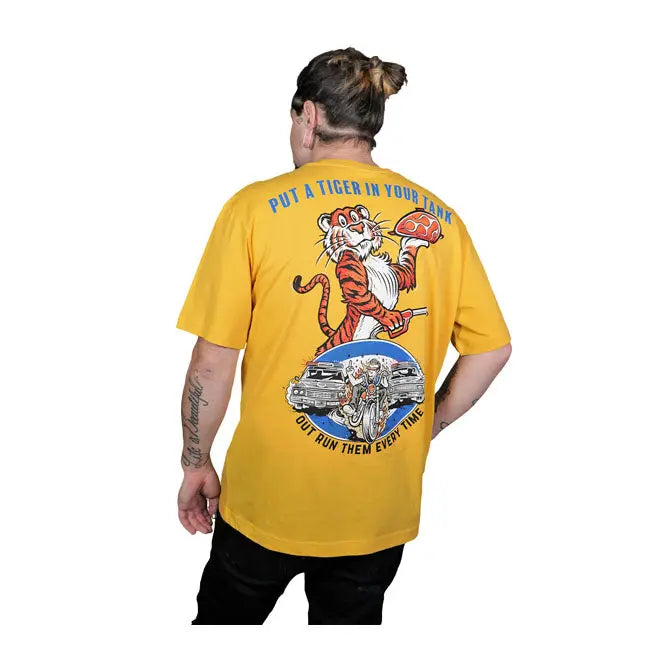 Down-N-Out Tiger In Your Tank T-Shirt Yellow  - FREE UK Shipping, FREE 365 Day Returns | Moto Central