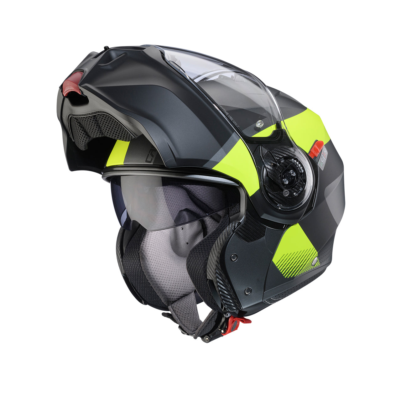 Caberg Duke Evo Indy Flip-Up Helmet Matt Gun Metal / Fluo Yellow / Black - FREE UK Shipping, FREE 365 Day Returns | Moto Central