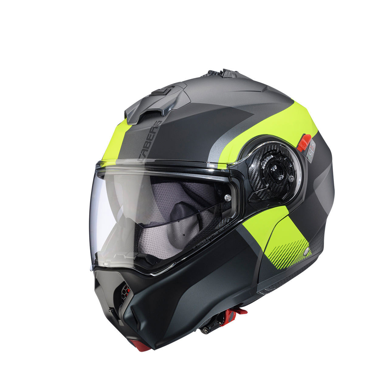 Caberg Duke Evo Indy Flip-Up Helmet Matt Gun Metal / Fluo Yellow / Black  - FREE UK Shipping, FREE 365 Day Returns | Moto Central