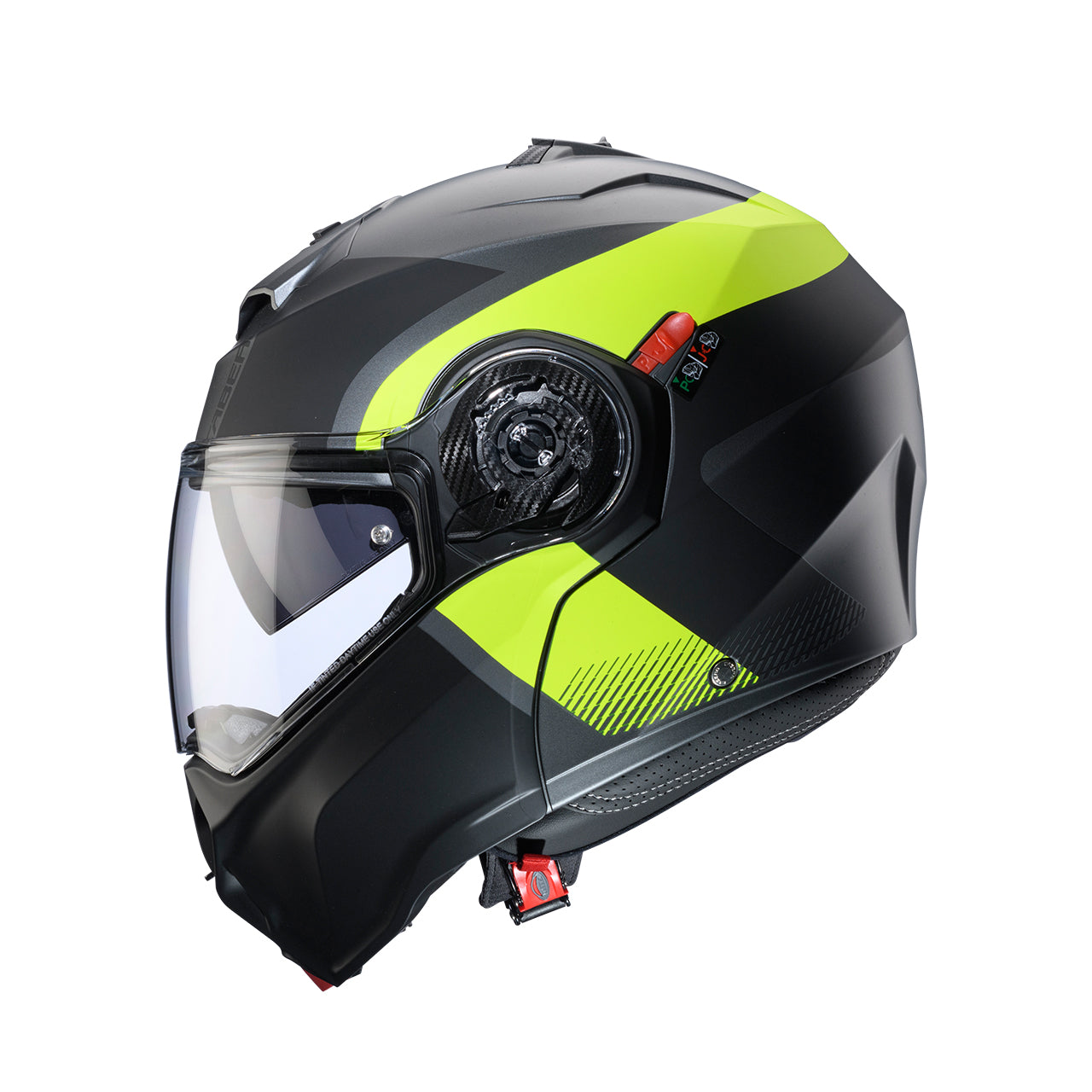 Caberg Duke Evo Indy Flip-Up Helmet Matt Gun Metal / Fluo Yellow / Black - FREE UK Shipping, FREE 365 Day Returns | Moto Central