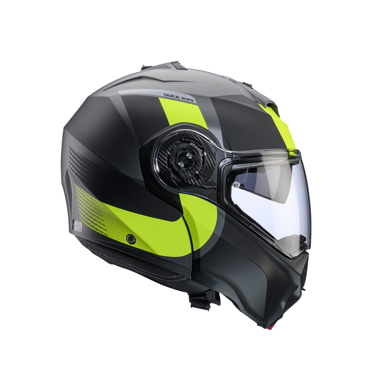 Caberg Duke Evo Indy Flip-Up Helmet Matt Gun Metal / Fluo Yellow / Black - FREE UK Shipping, FREE 365 Day Returns | Moto Central