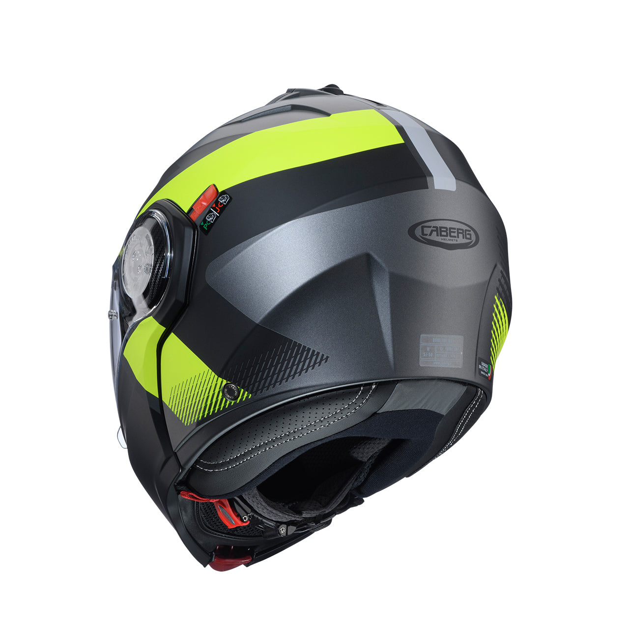 Caberg Duke Evo Indy Flip-Up Helmet Matt Gun Metal / Fluo Yellow / Black - FREE UK Shipping, FREE 365 Day Returns | Moto Central