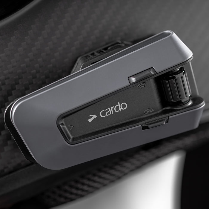 Cardo Packtalk Edge Single Bluetooth Intercom System Grey / Black - FREE UK Shipping, FREE 365 Day Returns | Moto Central