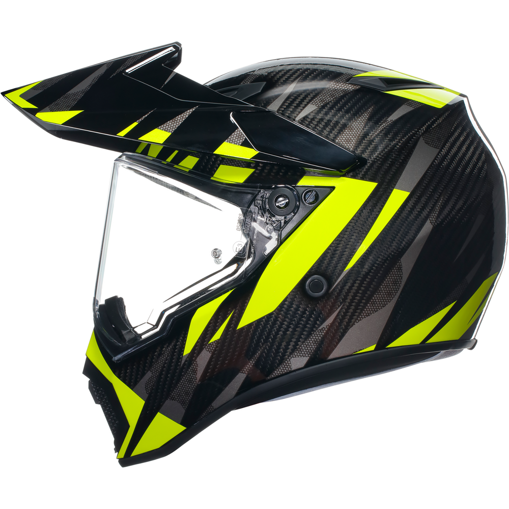 AGV AX9 ECE 22.06 Steppa Full Face Helmet Carbon / Grey / Fluo Yellow