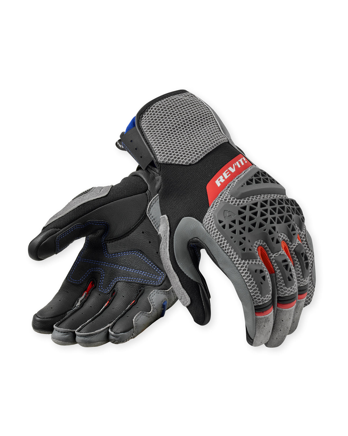 Revit Sand 5 Leather Gloves Grey / Red FREE UK Delivery, FREE 365 Day Returns - Moto Central