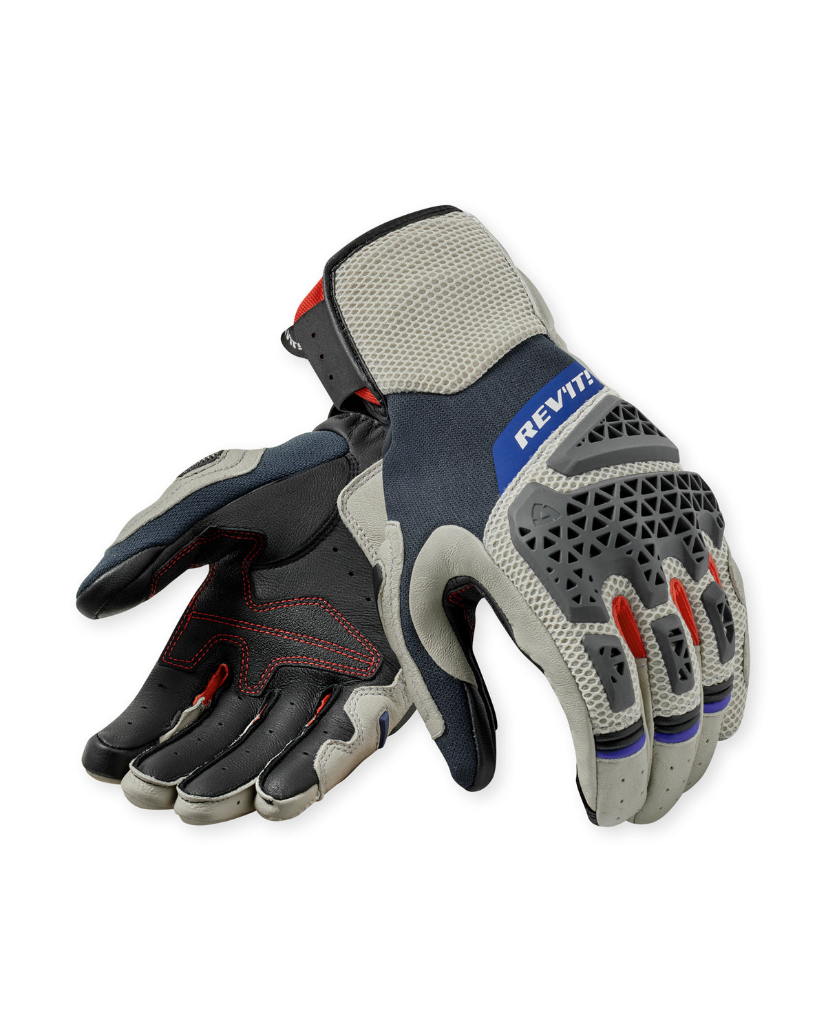 Revit Sand 5 Leather Gloves Silver / Red FREE UK Delivery, FREE 365 Day Returns - Moto Central