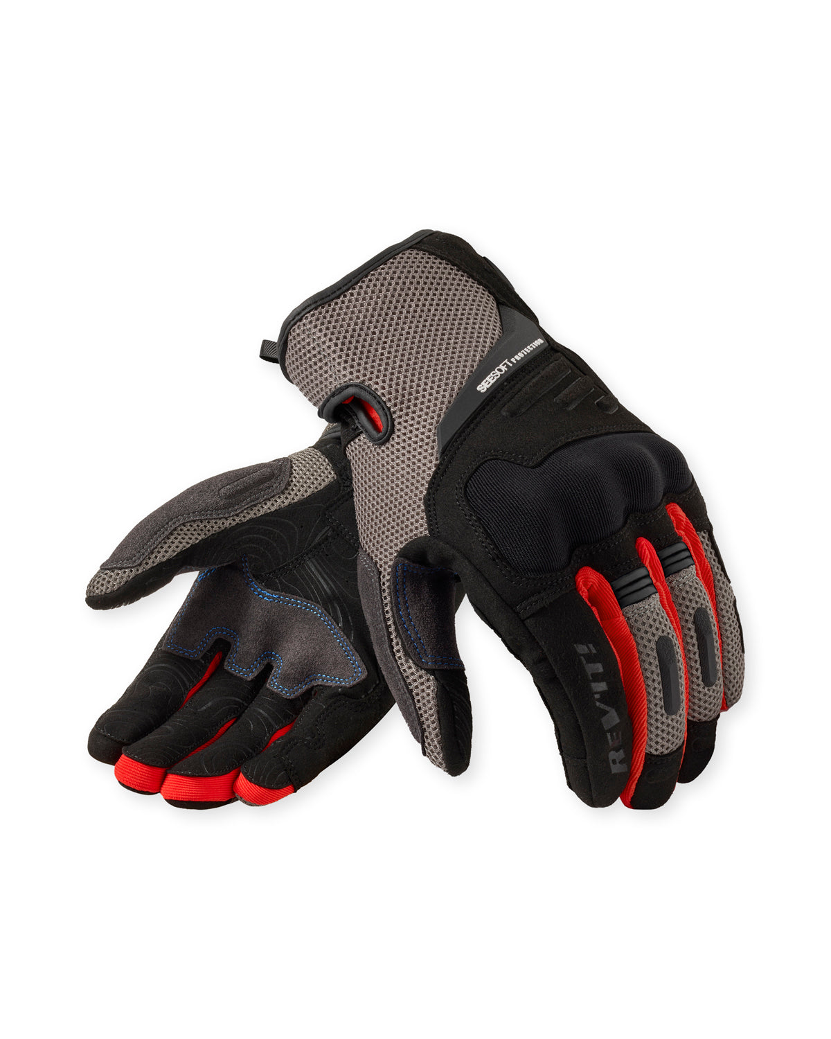 Revit Cavern Textile Gloves Grey / Red FREE UK Delivery, FREE 365 Day Returns - Moto Central