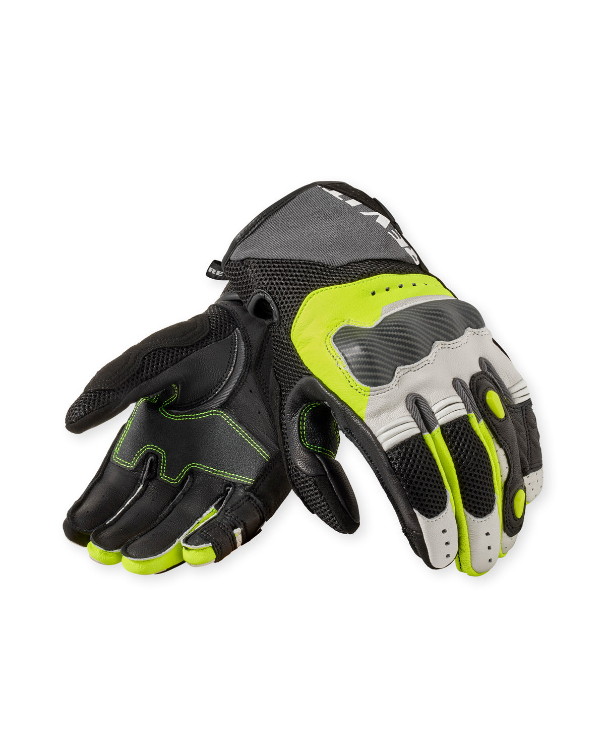 Revit Blaze Leather Gloves Light Grey / Neon Yellow FREE UK Delivery, FREE 365 Day Returns - Moto Central