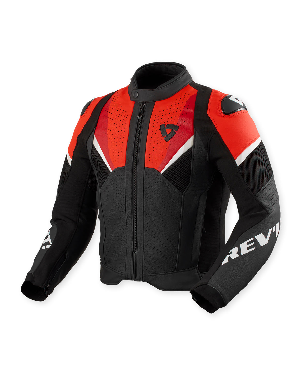 Revit Automate Leather Jacket Black / Neon Red FREE UK Delivery, FREE 365 Day Returns - Moto Central