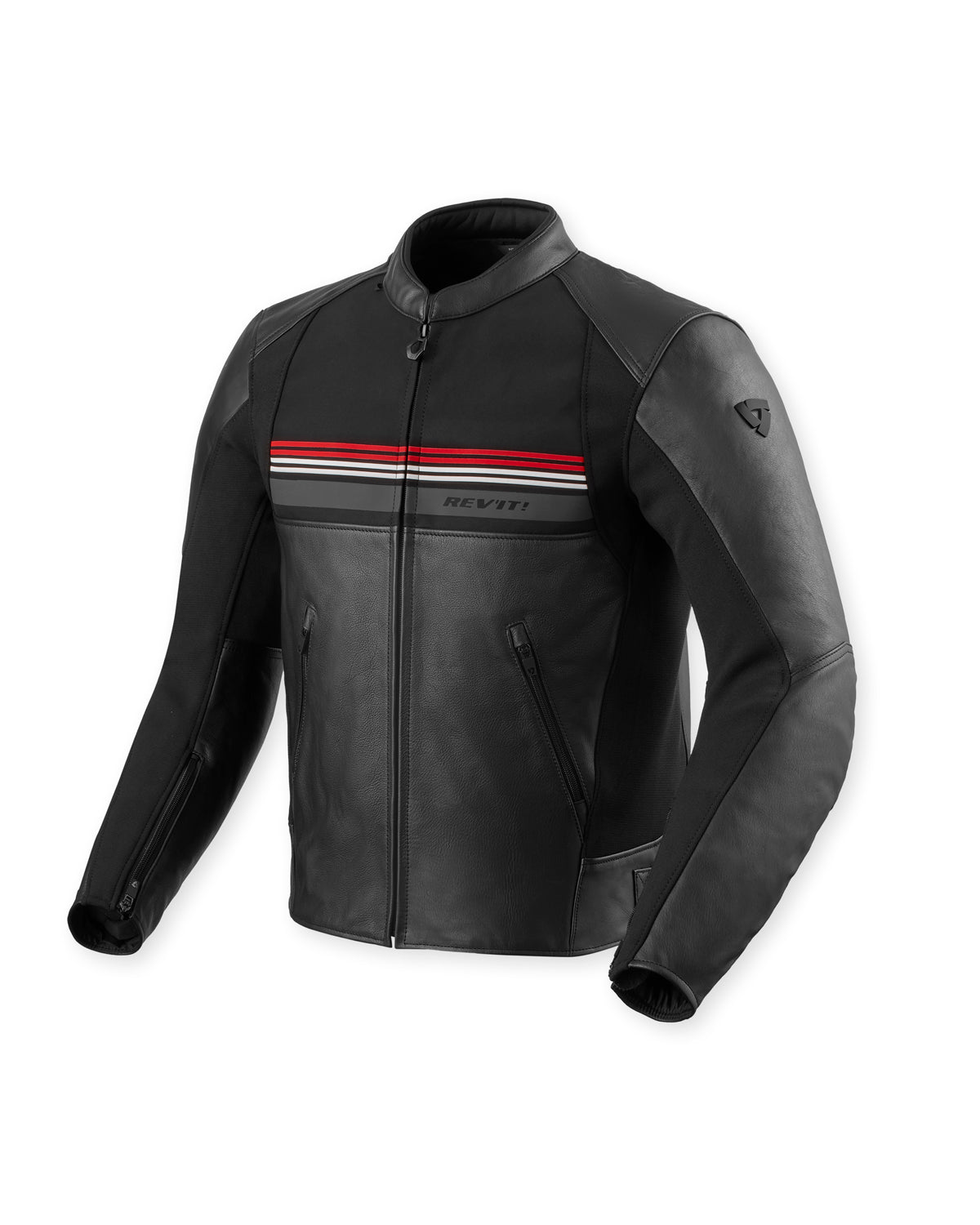 Revit Mile 2 Leather Jacket Black / Red FREE UK Delivery, FREE 365 Day Returns - Moto Central