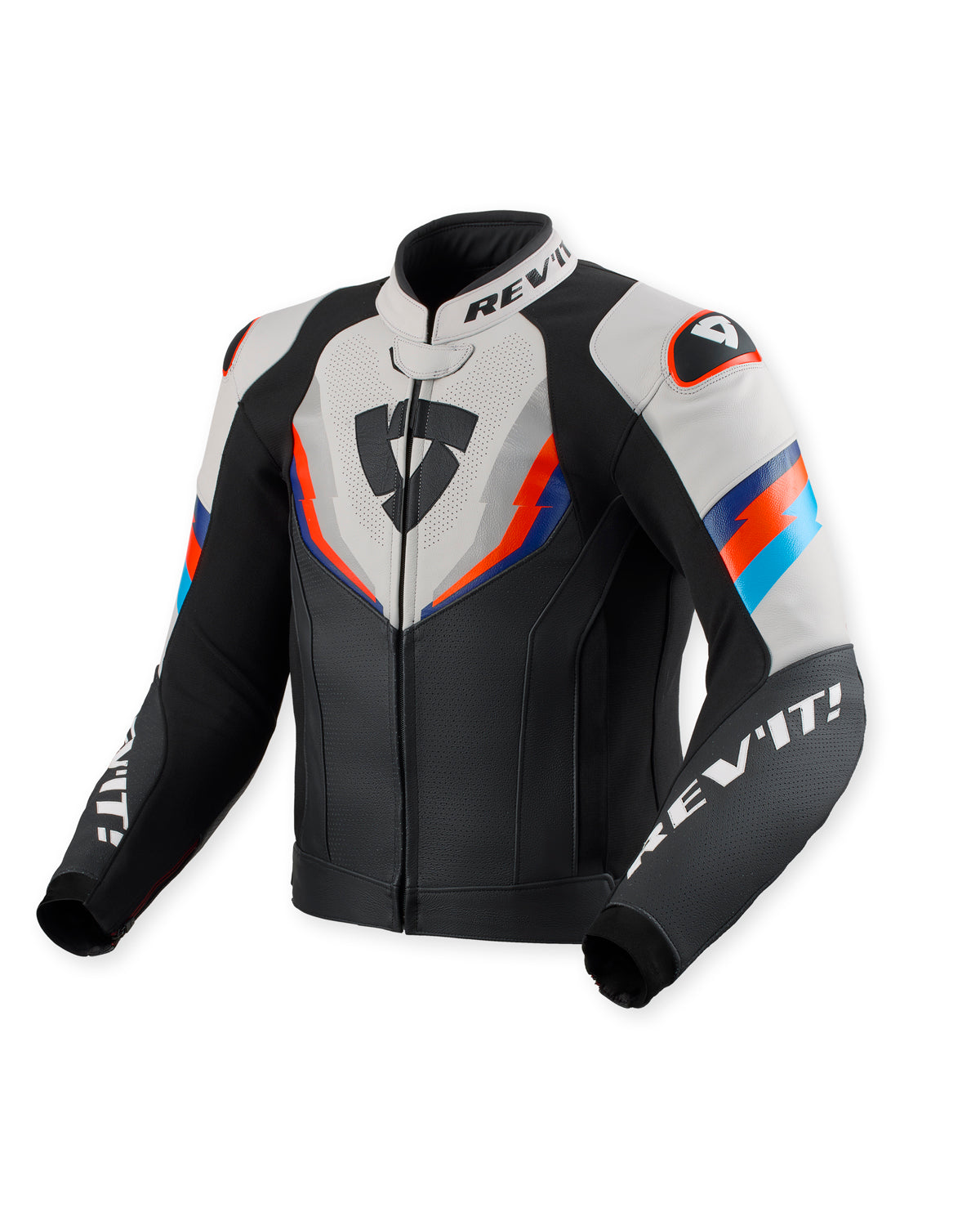 Revit Quantum 3 Leather Jacket Black / Light Grey FREE UK Delivery, FREE 365 Day Returns - Moto Central