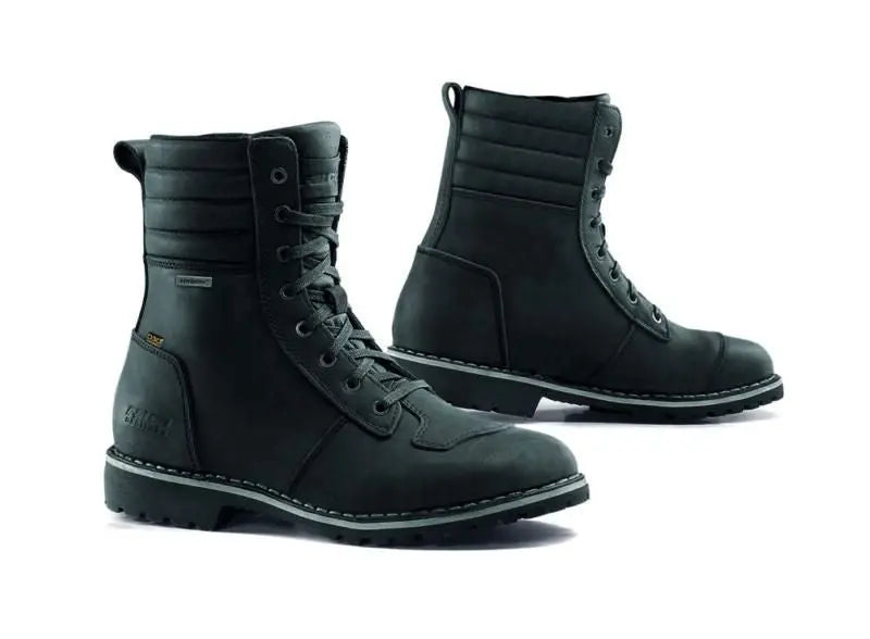 Falco Union Leather Boots Black  - FREE UK Shipping, FREE 365 Day Returns | Moto Central