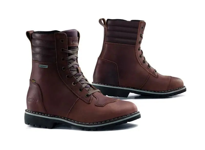 Falco Union Leather Boots Brown  - FREE UK Shipping, FREE 365 Day Returns | Moto Central