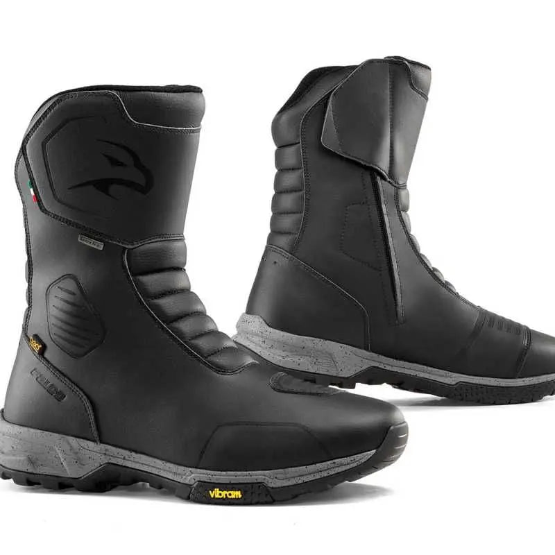 Falco Warden Leather Boots Black  - FREE UK Shipping, FREE 365 Day Returns | Moto Central