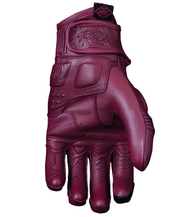 Five Kansas Ladies Leather Gloves Burgundy - FREE UK Shipping, FREE 365 Day Returns | Moto Central