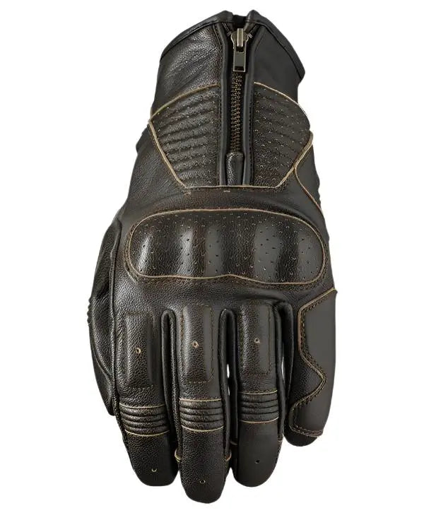 Five Kansas Leather Gloves Brown - FREE UK Shipping, FREE 365 Day Returns | Moto Central