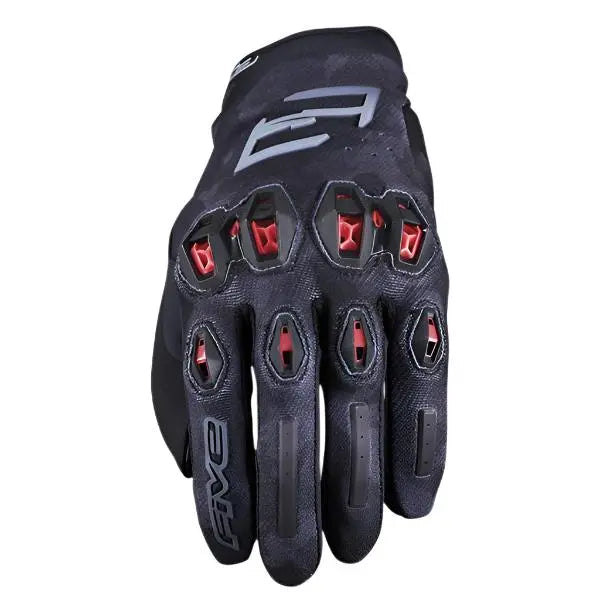 Five Stunt Evo 2 Textile Gloves Camo / Black / Red - FREE UK Shipping, FREE 365 Day Returns | Moto Central