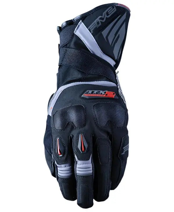 Five TFX-2 Waterproof Textile Gloves Black / Grey - FREE UK Shipping, FREE 365 Day Returns | Moto Central