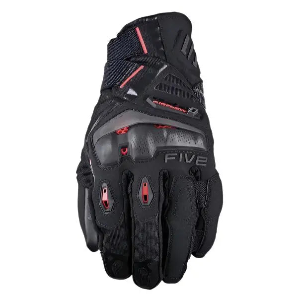 Five TFX1 Airflow Short Leather Gloves Black / Red - FREE UK Shipping, FREE 365 Day Returns | Moto Central