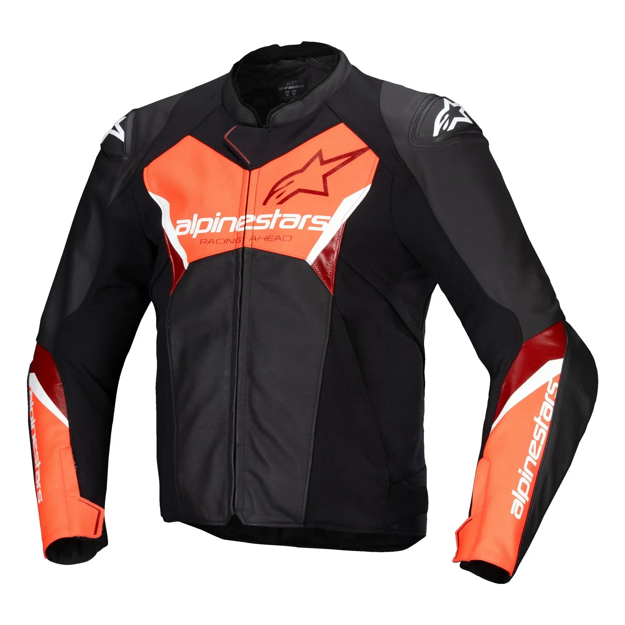 Alpinestars Faster V3 Leather Jacket Black / Fluo Red  - FREE UK Shipping, FREE 365 Day Returns | Moto Central