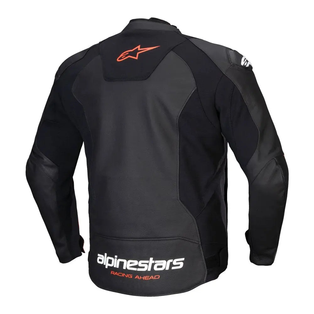 Alpinestars Faster V3 Leather Jacket Black / Fluo Red  - FREE UK Shipping, FREE 365 Day Returns | Moto Central