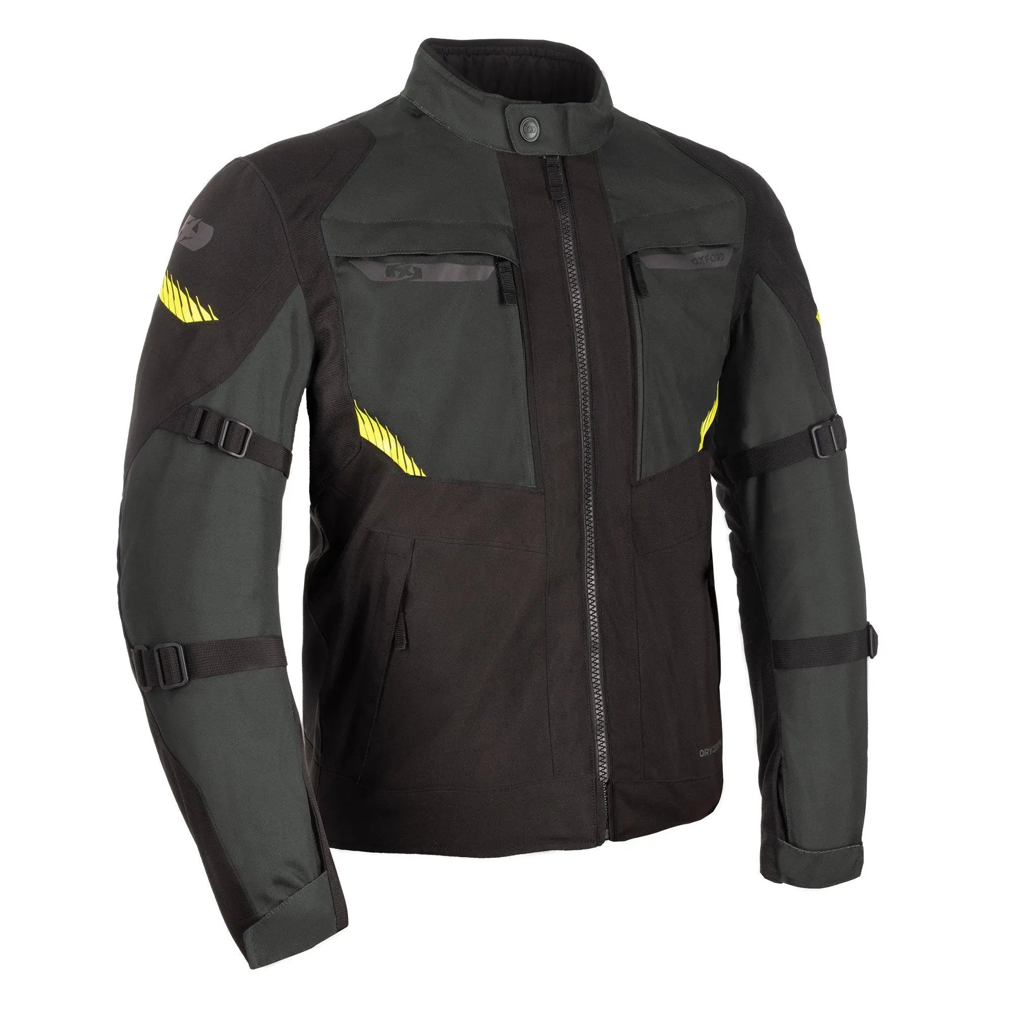 Oxford Toronto 1.0 D2D Textile Jacket Black / Green / Fluo Yellow  - FREE UK Shipping, FREE 365 Day Returns | Moto Central