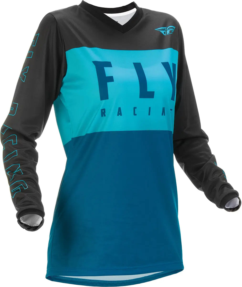 Fly Racing F-16 Ladies MX Jersey Aqua / Dark Teal / Black - FREE UK Delivery, FREE 365 Day Returns | Moto Central