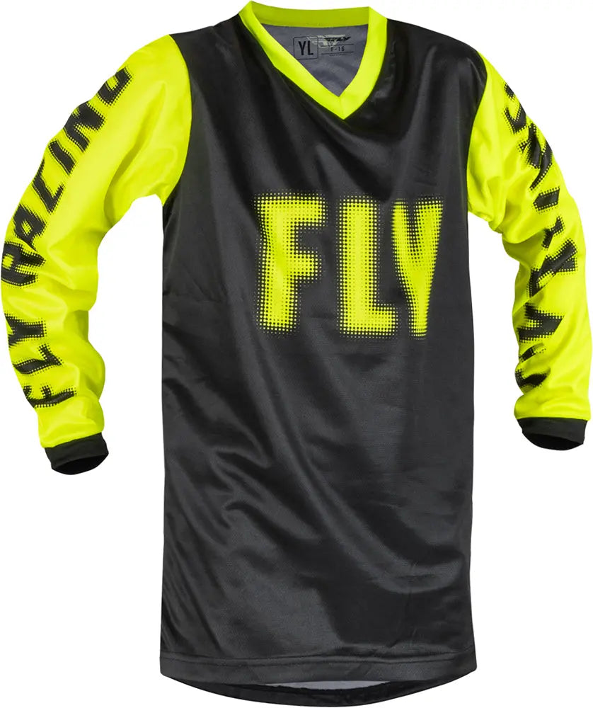 Fly Racing F-16 Youth MX Jersey Black / Hi-Vis - FREE UK Delivery, FREE 365 Day Returns | Moto Central