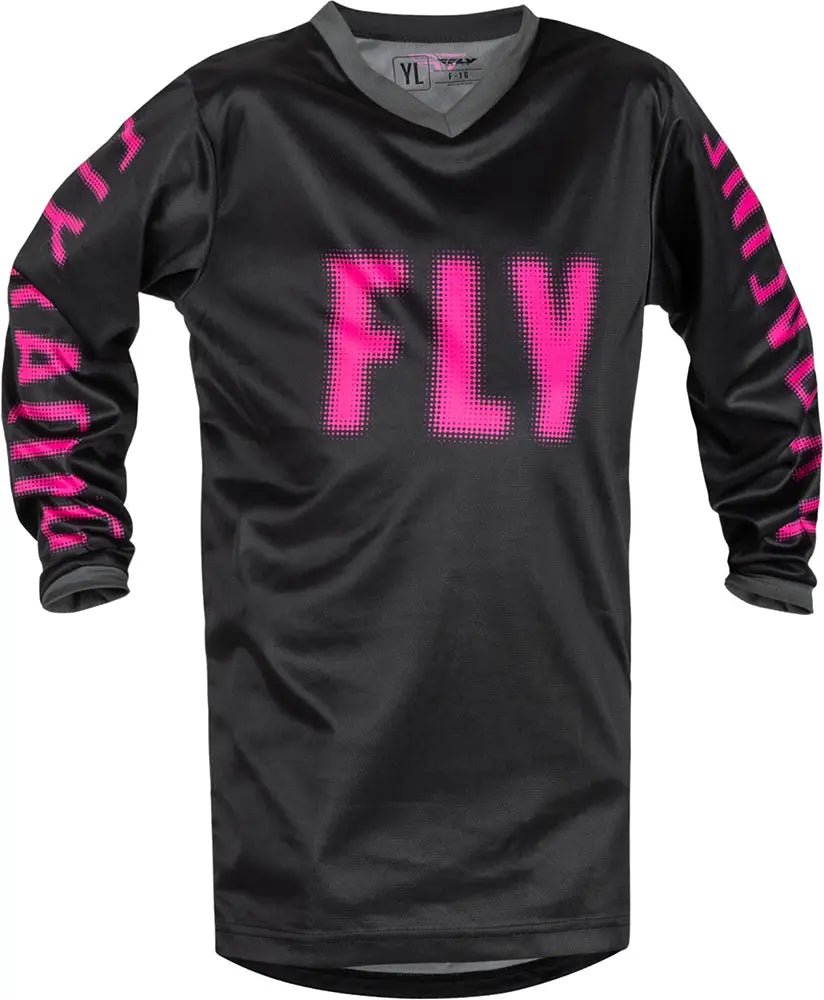 Fly Racing F-16 Youth MX Jersey Black / Pink  - FREE UK Delivery, FREE 365 Day Returns | Moto Central