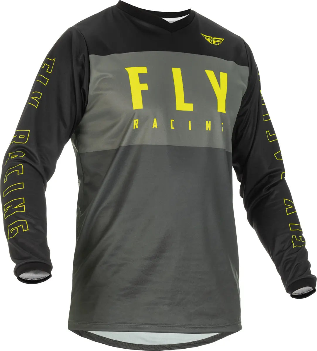 Fly Racing F-16 Youth MX Jersey Grey / Black / Fluo Yellow - FREE UK Delivery, FREE 365 Day Returns | Moto Central