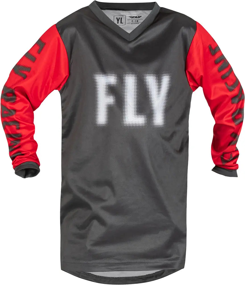 Fly Racing F-16 Youth MX Jersey Grey / Red - FREE UK Delivery, FREE 365 Day Returns | Moto Central