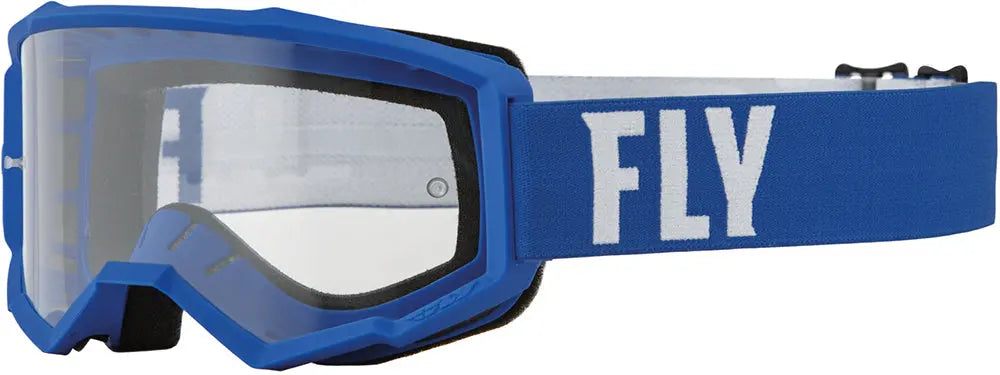 Fly Racing Focus MX Goggles Blue / White / Clear Lens - FREE UK Delivery, FREE 365 Day Returns | Moto Central