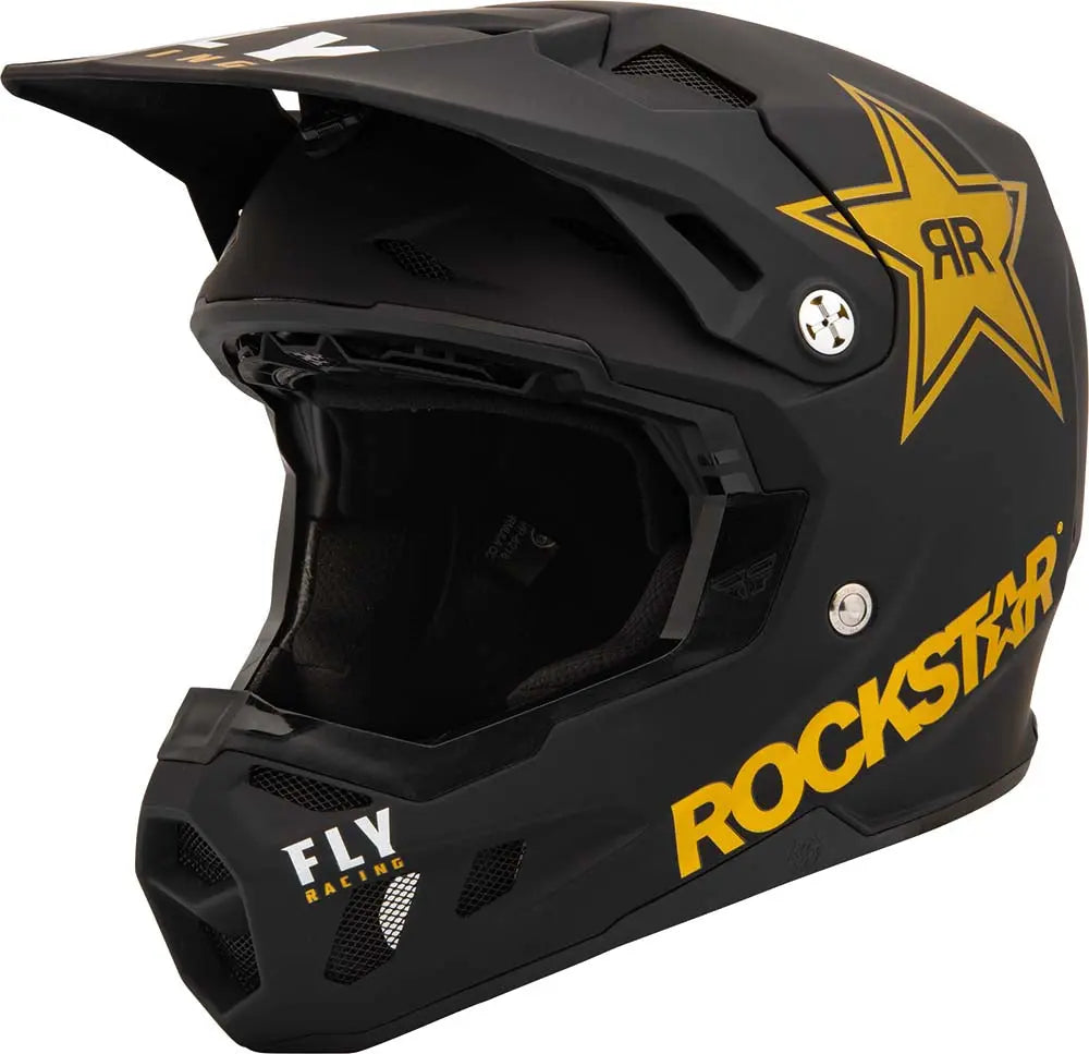 Fly Racing Formula CC Helmet Rockstar Matt Black / Gold - FREE UK Delivery, FREE 365 Day Returns | Moto Central