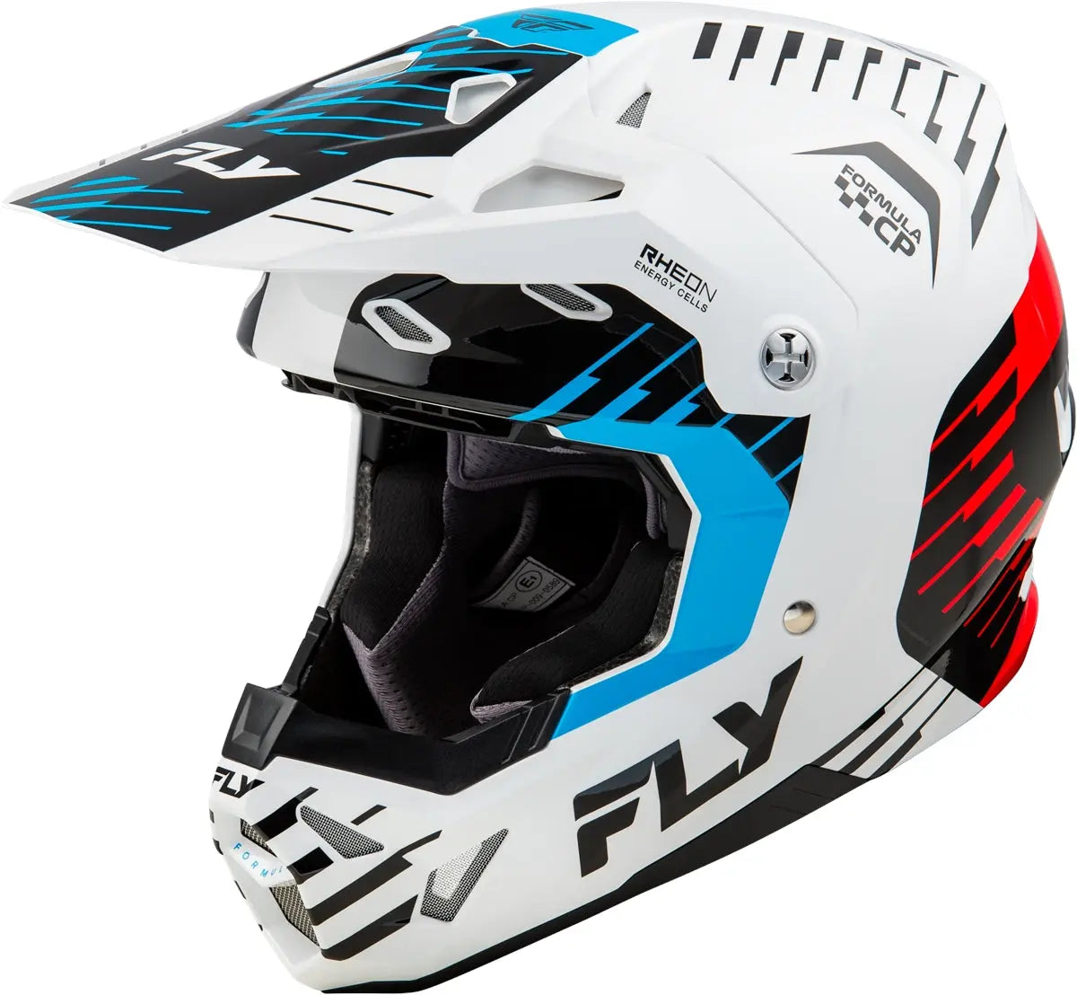 Fly Racing Formula CP Slice Helmet White / Red / Cyan - FREE UK Delivery, FREE 365 Day Returns | Moto Central