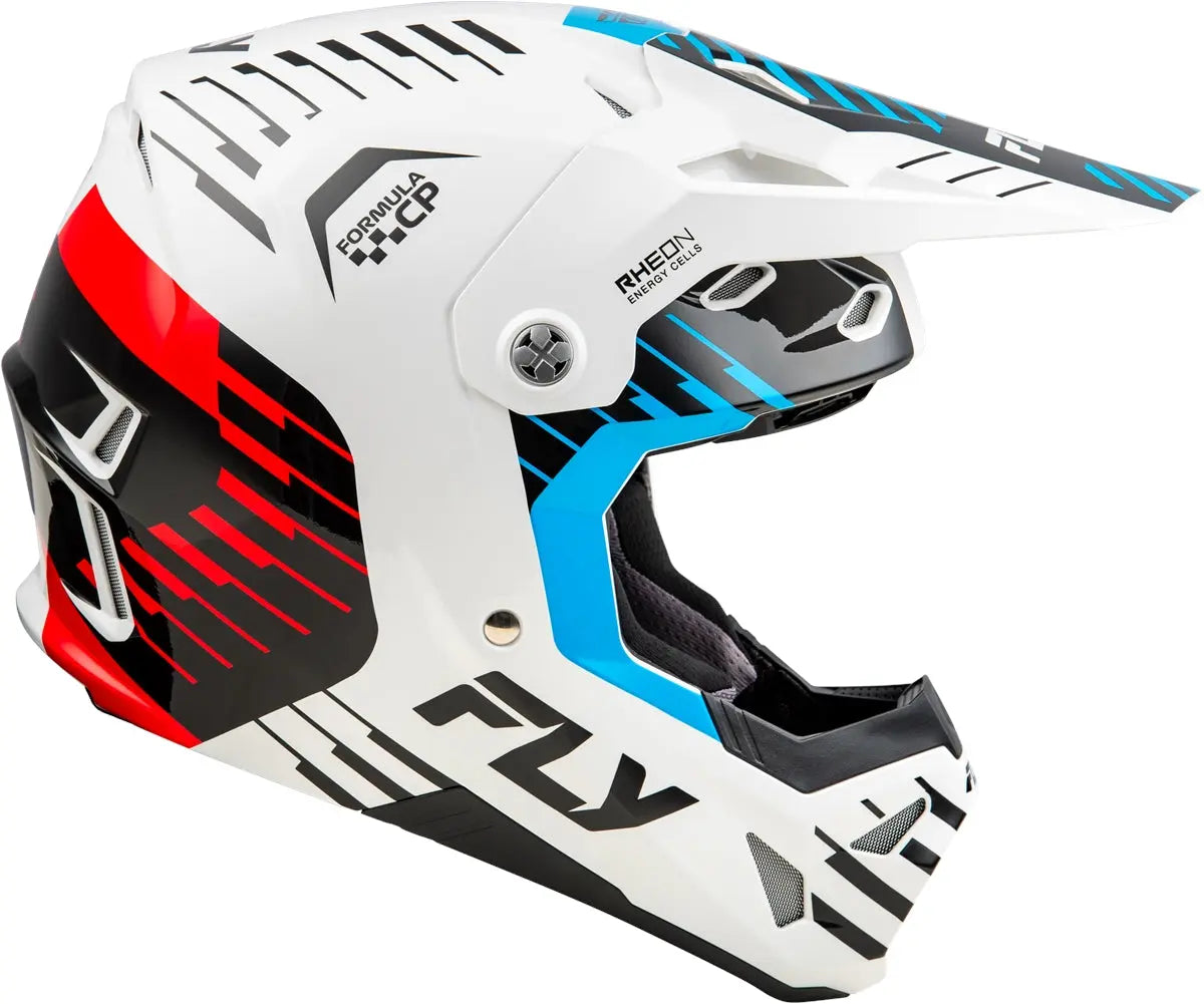 Fly Racing Formula CP Slice Helmet White / Red / Cyan - FREE UK Delivery, FREE 365 Day Returns | Moto Central