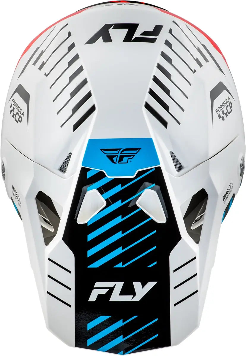 Fly Racing Formula CP Slice Helmet White / Red / Cyan - FREE UK Delivery, FREE 365 Day Returns | Moto Central