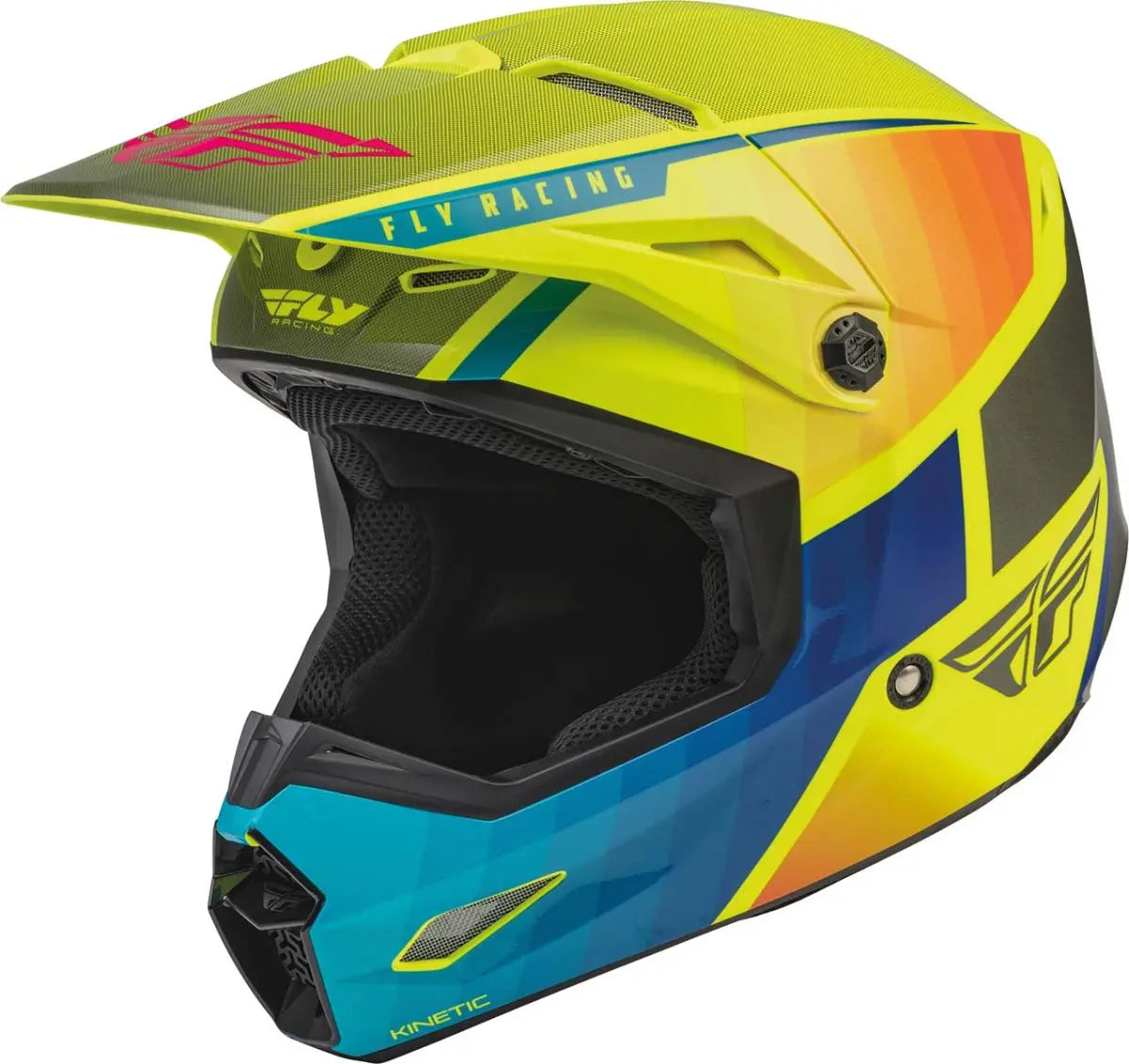 Fly Racing Kinetic Drift ECE Helmet Blue / Fluo Yellow / Charcoal - FREE UK Delivery, FREE 365 Day Returns | Moto Central