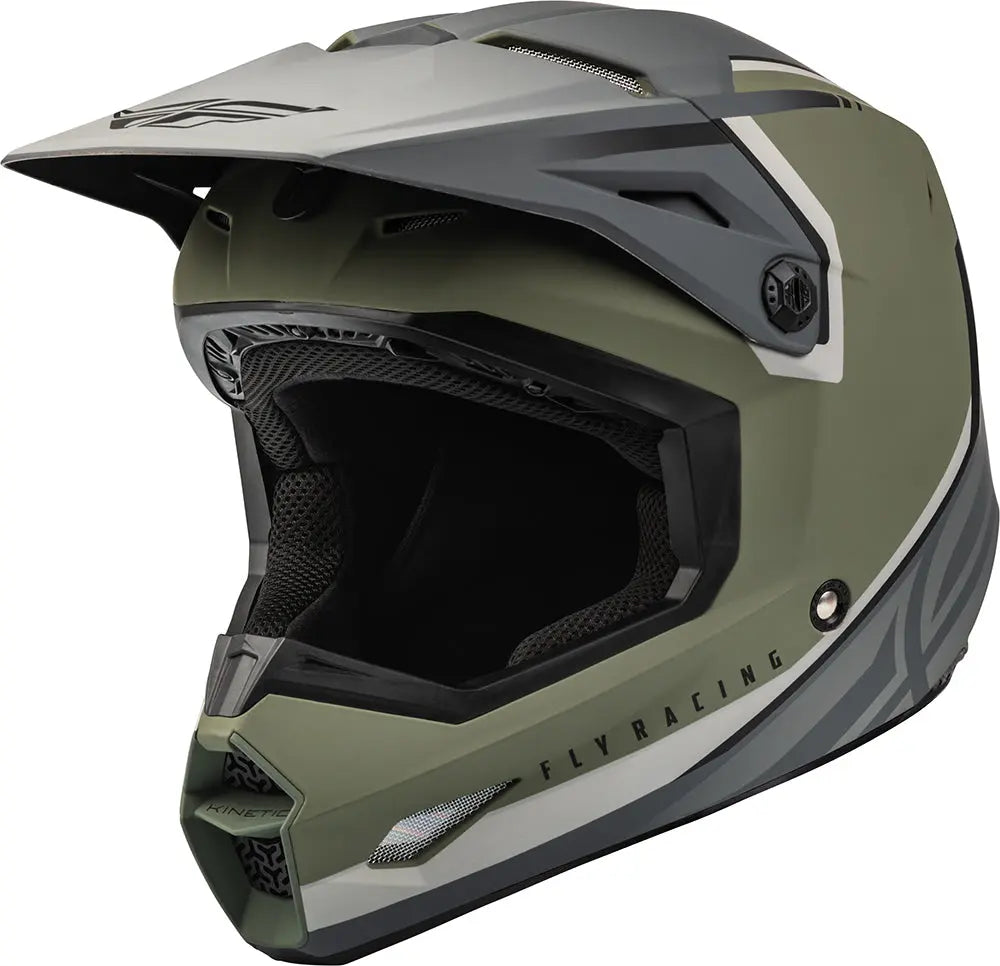 Fly Racing Kinetic ECE Helmet Vision Olive Green - FREE UK Delivery, FREE 365 Day Returns | Moto Central