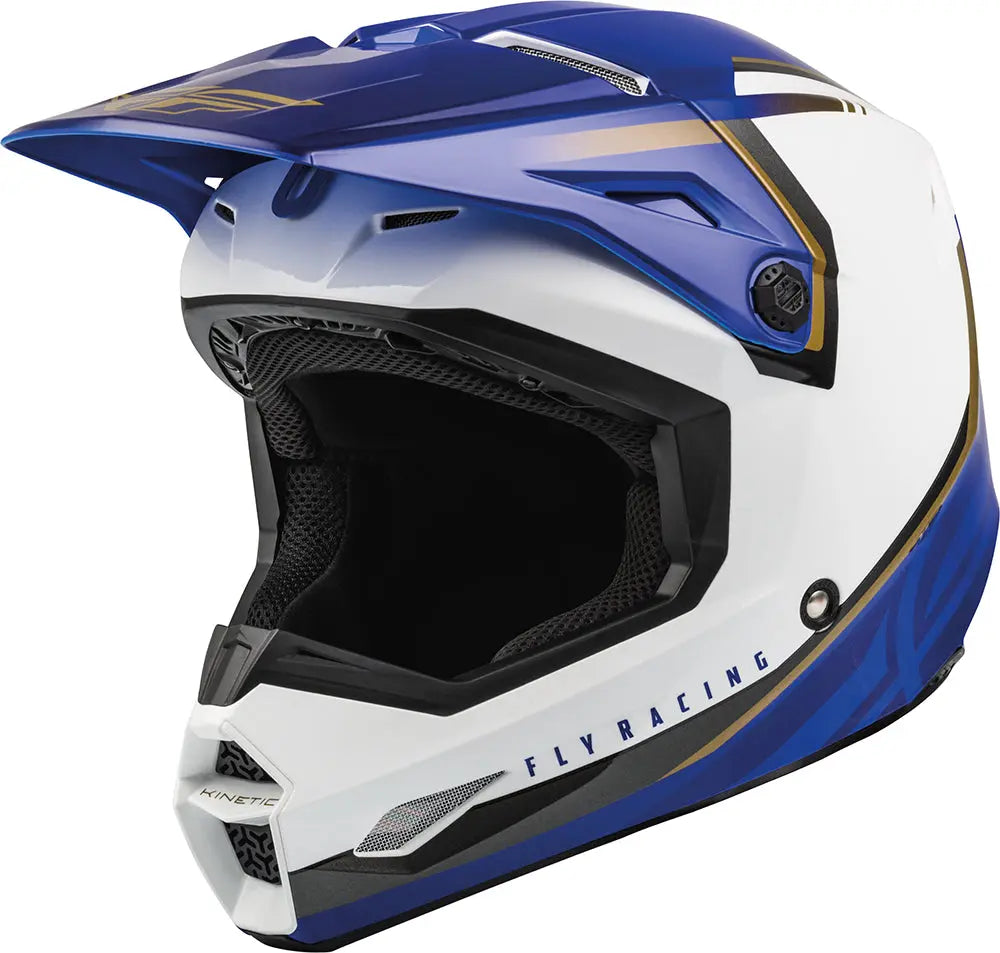 Fly Racing Kinetic ECE Helmet Vision White / Blue - FREE UK Delivery, FREE 365 Day Returns | Moto Central