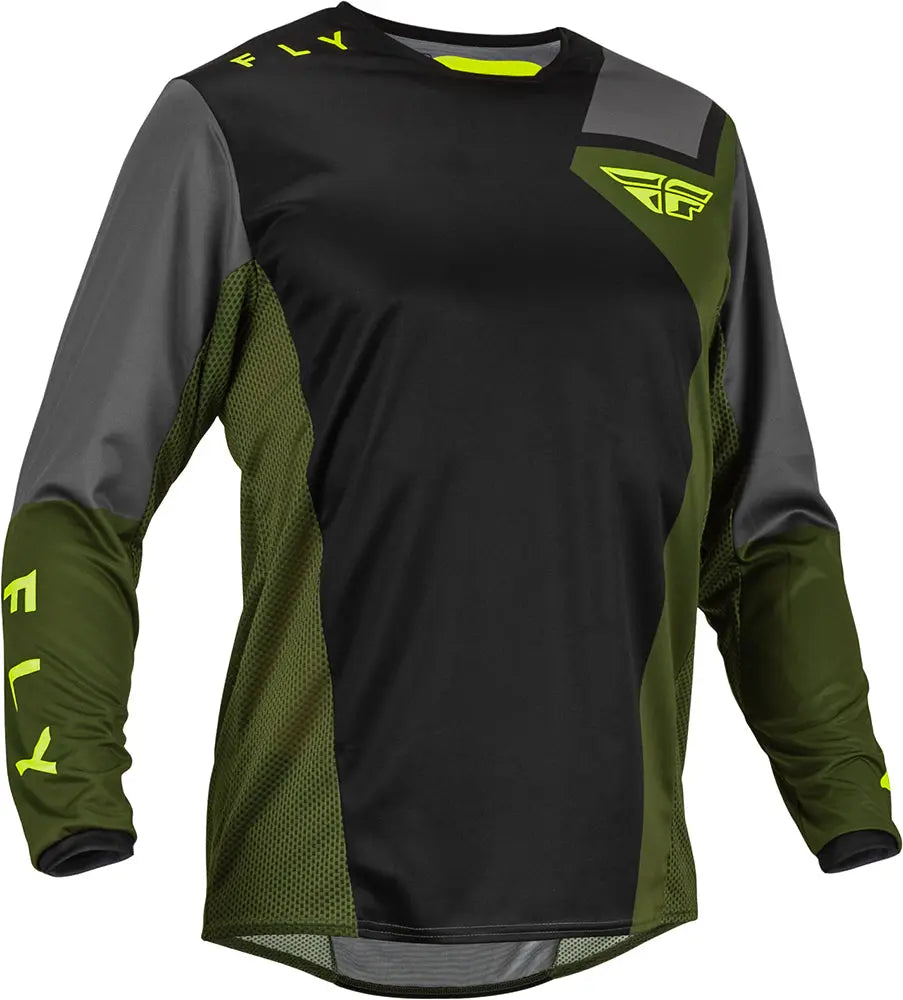 Fly Racing Kinetic Jet MX Jersey Black / Olive / Hi-Vis - FREE UK Delivery, FREE 365 Day Returns | Moto Central