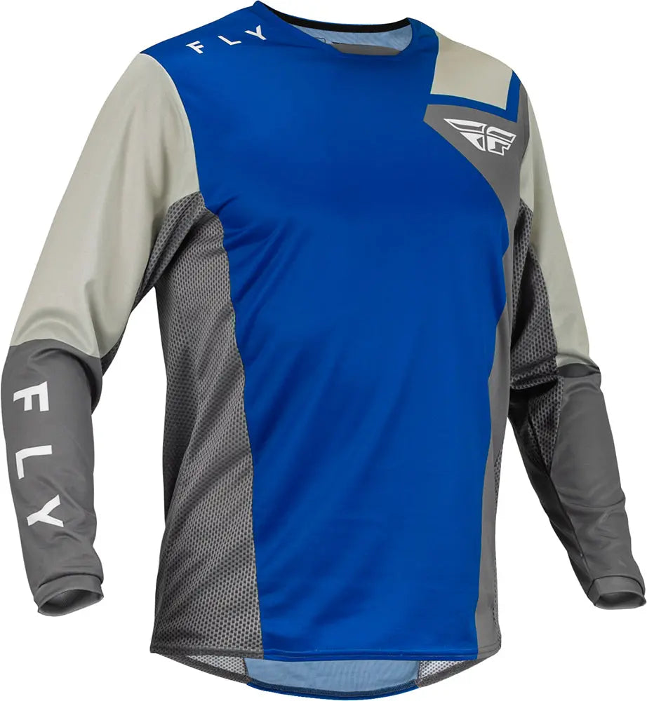 Fly Racing Kinetic Jet MX Jersey Blue / Grey / White  - FREE UK Delivery, FREE 365 Day Returns | Moto Central