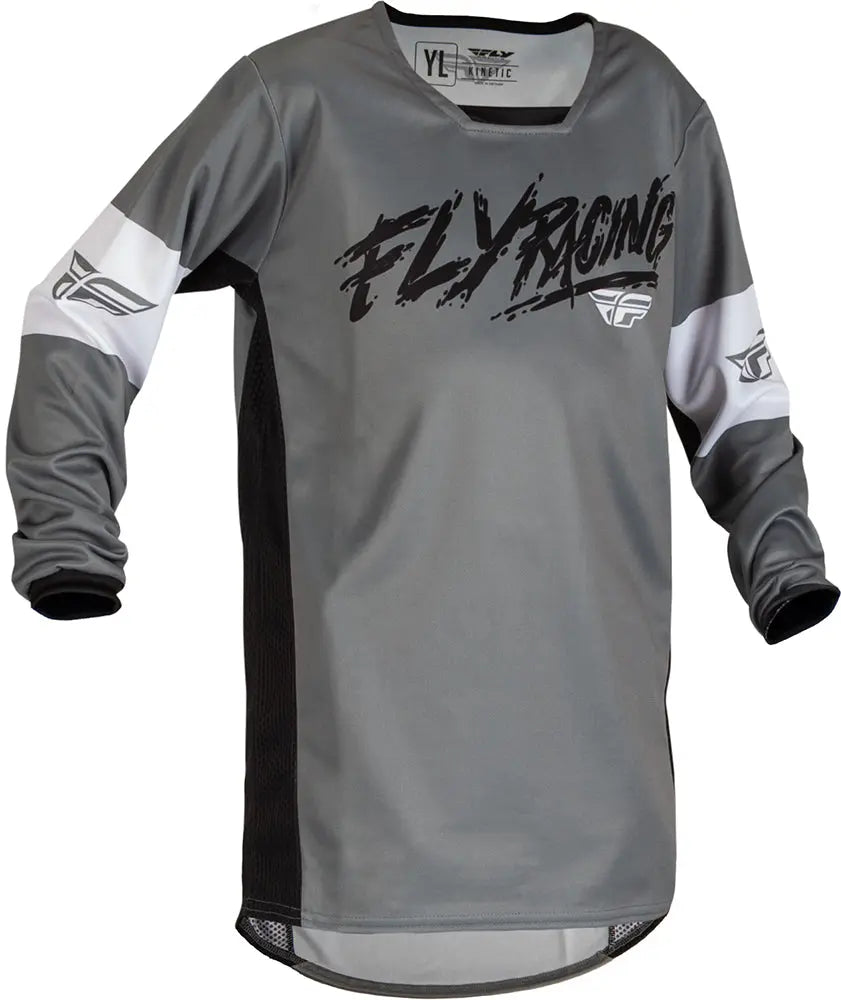 Fly Racing Kinetic Khaos Youth MX Jersey Grey / Black / White - FREE UK Delivery, FREE 365 Day Returns | Moto Central