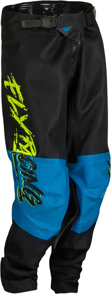 Fly Racing Kinetic Khaos Youth MX Trouser Black / Hi-Vis / Cyan - FREE UK Delivery, FREE 365 Day Returns | Moto Central