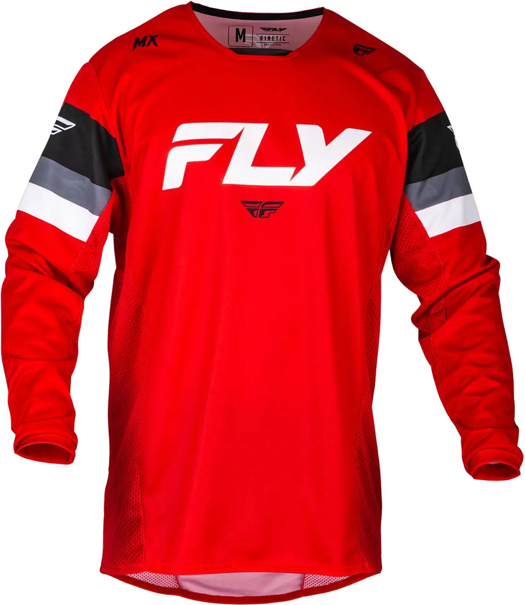 Fly Racing Kinetic Prix MX Jersey Red / Grey / White - FREE UK Delivery, FREE 365 Day Returns | Moto Central