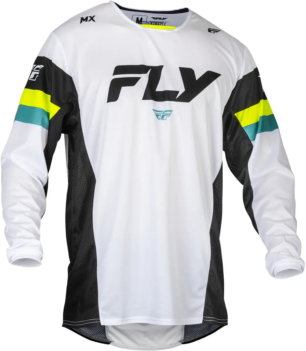 Fly Racing Kinetic Prix MX Jersey White / Black / Hi-Viz - FREE UK Delivery, FREE 365 Day Returns | Moto Central